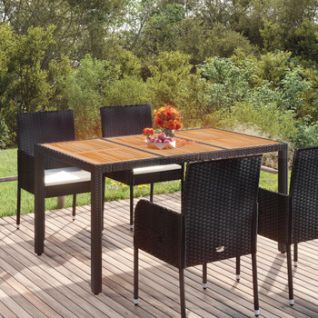 Vrtni stol s drvenom pločom crni 150 x 90 x 75 cm od poliratana 319901