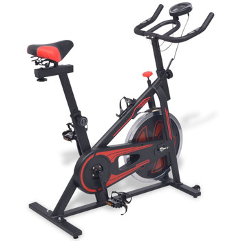 Sobni bicikl za vježbanje sa senzorima pulsa crno-crveni 91190