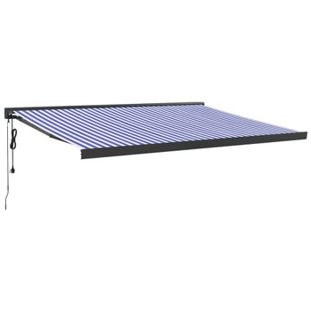 Tenda na uvlačenje plavo-bijela 4 x 3 m od tkanine i aluminija 3154598