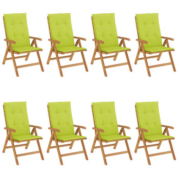 Nagibne vrtne stolice s jastucima 8 kom od masivne tikovine 3196534