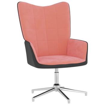 Stolica za opuštanje ružičasta od baršuna i PVC-a 327857