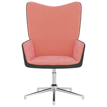 Stolica za opuštanje ružičasta od baršuna i PVC-a 327857