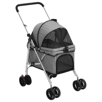 Sklopiva kolica za pse siva 76 x 50 x 100 cm od tkanine Oxford 172201