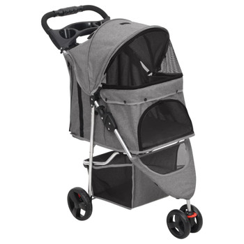 Sklopiva kolica za pse siva 80 x 46 x 98 cm od tkanine Oxford 172197