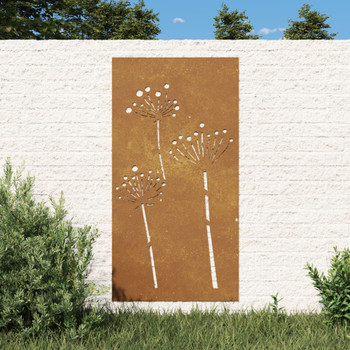 Vrtni zidni ukras 105 x 55 cm čelik COR-TEN s cvjetnim uzorkom 824486