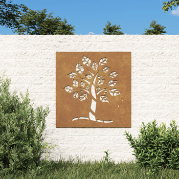 Vrtni zidni ukras 55 x 55 cm čelik COR-TEN s uzorkom stabla 824505