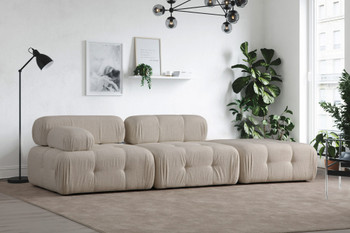 Sofa sa 3 sjedala Doblo 3 sjedala (L1-O1-Pouffe) Cream Bouclette