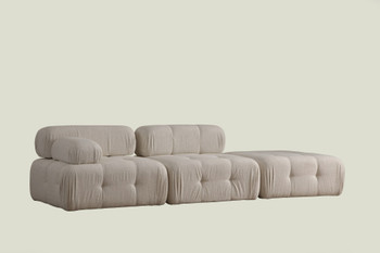 Sofa sa 3 sjedala Doblo 3 sjedala (L1-O1-Pouffe) Cream Bouclette