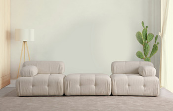Sofa sa 3 sjedala  Doblo 3 sjedala (L1-Pouffe-1R) - Cream Bouclette