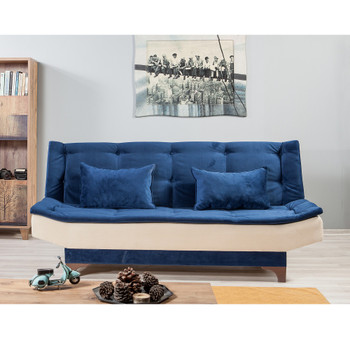 Sofa za 3 sjedala Kelebek-plavi, krem