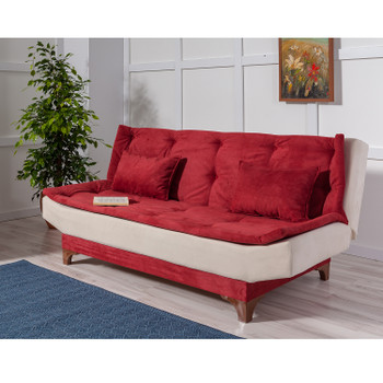 Sofa za 3 sjedala Kelebek-Claret crvena, krem