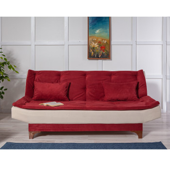 Sofa za 3 sjedala Kelebek-Claret crvena, krem