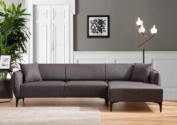 Ugaona sofa Belissimo desno - tamno siva