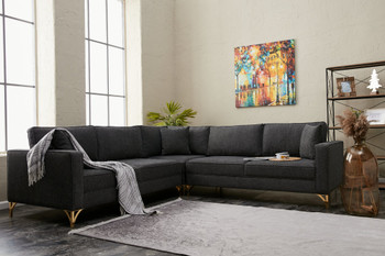 Ugaona sofa Berlin - antracit, zlato