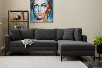 Ugaona sofa Berlin desno - antracit, crna