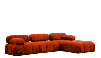 Ugaona sofa Bubble Corner (L1-O1-1R -Puf) - Crveni pločica