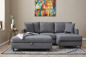 Ugaona sofa Eva Desno - Siva