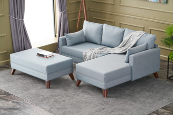 Ugaona sofa-krevet Bella Soft Mini Köşe Desna - Plava