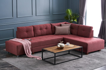 Ugaona sofa-krevet Manama kutni kauč na razvlačenje desno - Claret Red