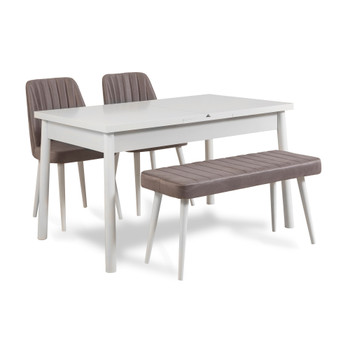 Produživi set stolova i stolica (6 komada) Santiago bijela siva