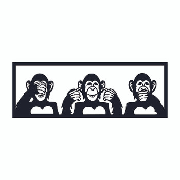 Dekorativni metalni zidni pribor Tri majmuna - M
