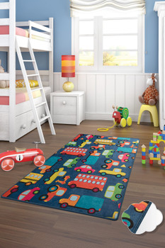 Tepih (100 x 160) Automobili – Plavi