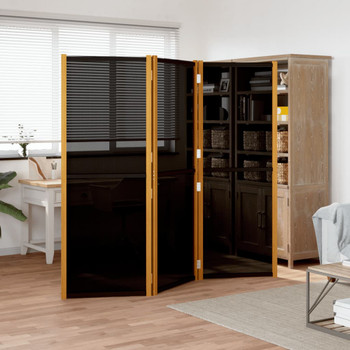 Sobna pregrada s 3 panela crna 210 x 180 cm