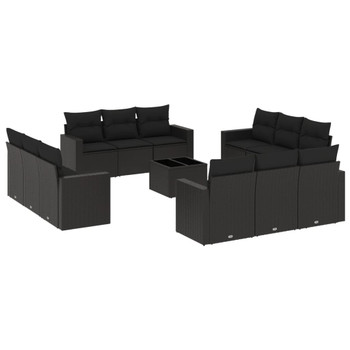 13-dijelni set vrtnih sofa s jastucima poliratan crni 3251112