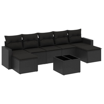 8-dijelni set vrtnih sofa od poliratana s jastucima crni 3251682