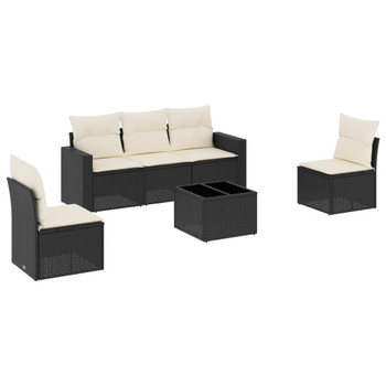 6-dijelni set vrtnih sofa s jastucima crni od poliratana 3218786