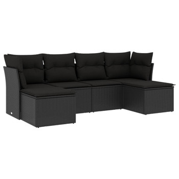 6-dijelni set vrtnih sofa s jastucima crni od poliratana 3249844