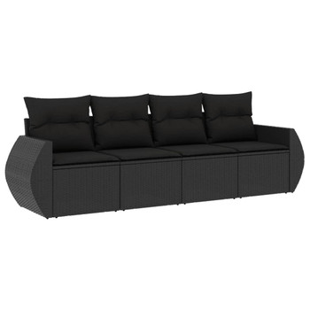 4-dijelni set vrtnih sofa od poliratana s jastucima crni 3253412