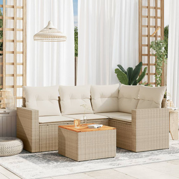 5-dijelni vrtni set sofa s jastucima bež od poliratana 3224105