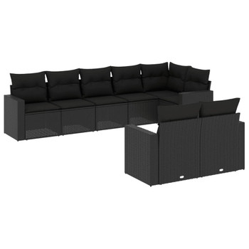 8-dijelni set vrtnih sofa od poliratana s jastucima crni 3251552