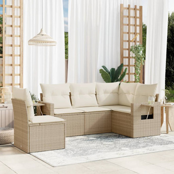 5-dijelni vrtni set sofa s jastucima bež od poliratana 3252505