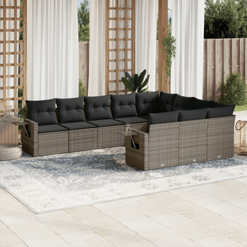 10-dijelni set vrtnih sofa od poliratana s jastucima sivi 3253027