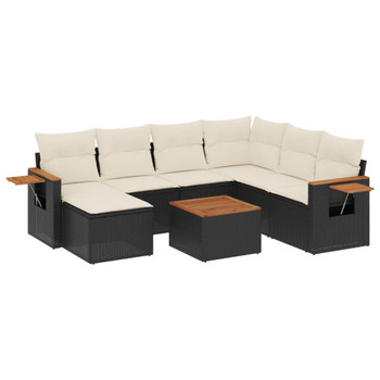 8-dijelni set vrtnih sofa od poliratana s jastucima crni 3259452