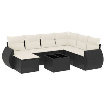 8-dijelni set vrtnih sofa od poliratana s jastucima crni 3221705