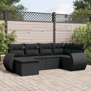 6-dijelni set vrtnih sofa s jastucima crni od poliratana 3221654