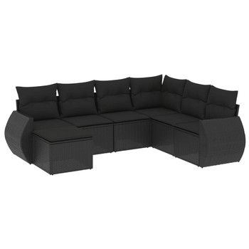 7-dijelni set vrtnih sofa od poliratana s jastucima crni 3221694