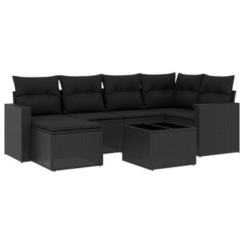 7-dijelni set vrtnih sofa od poliratana s jastucima crni 3251602