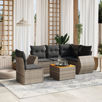 6-dijelni set vrtnih sofa od poliratana s jastucima sivi 3225010
