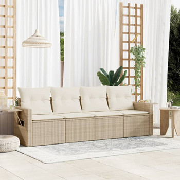 4-dijelni set vrtnih sofa s jastucima bež od poliratana 3252215
