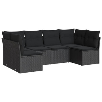6-dijelni set vrtnih sofa s jastucima crni od poliratana 3217385