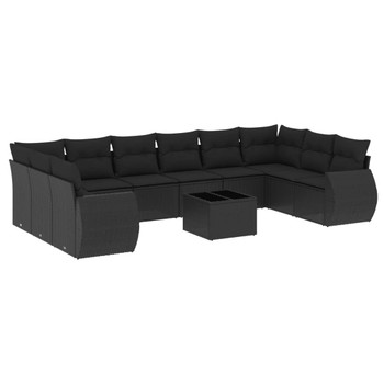 11-dijelni set vrtnih sofa od poliratana s jastucima crni 3221874