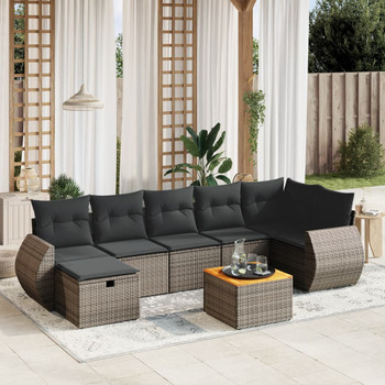 8-dijelni set vrtnih sofa od poliratana s jastucima sivi 3265071