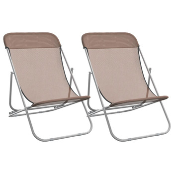 Sklopive stolice za plažu 2 kom smeđe od tekstilena i čelika 360191