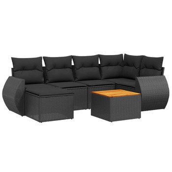 7-dijelni set vrtnih sofa od poliratana s jastucima crni 3225103