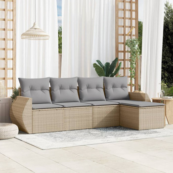 5-dijelni vrtni set sofa s jastucima bež od poliratana 3253626