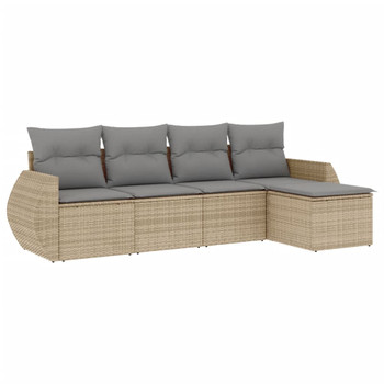 5-dijelni vrtni set sofa s jastucima bež od poliratana 3253626